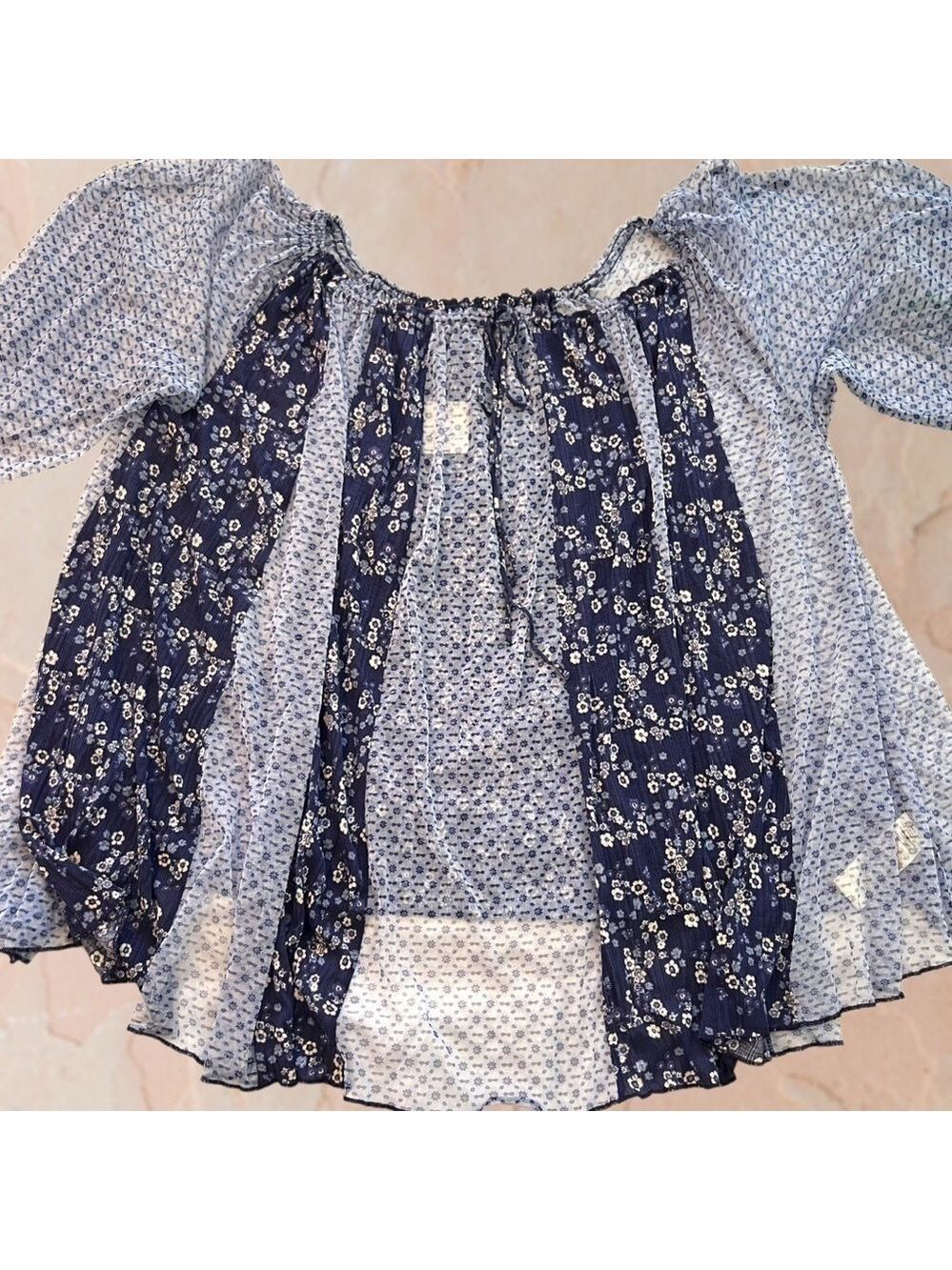 FREE PEOPLE Because I Love You OVERSIZED Flowy Contrast-Fabric Tunic Top NWT/Md - Picture 7 of 13